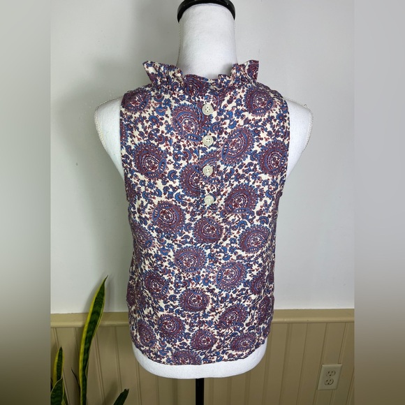 NWT J.Crew Fleur Cotton Paisley Top XS Button Back Cottagecore Romantic Ruffle - Picture 9 of 12